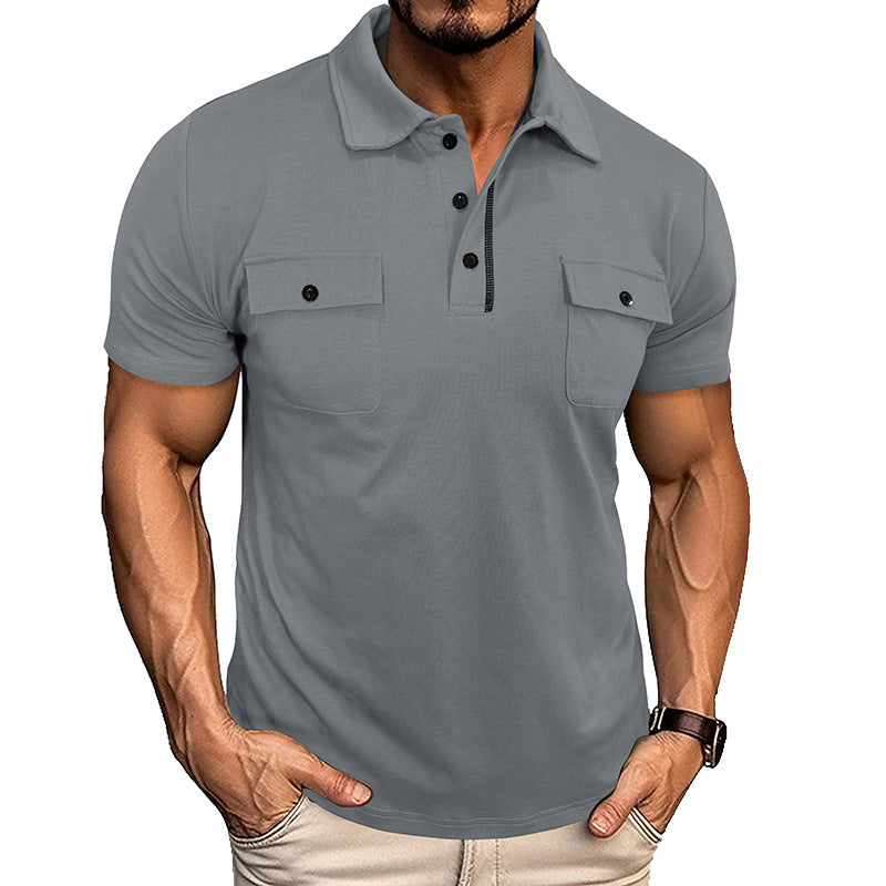 Summer Lapel Button Polo Shirt